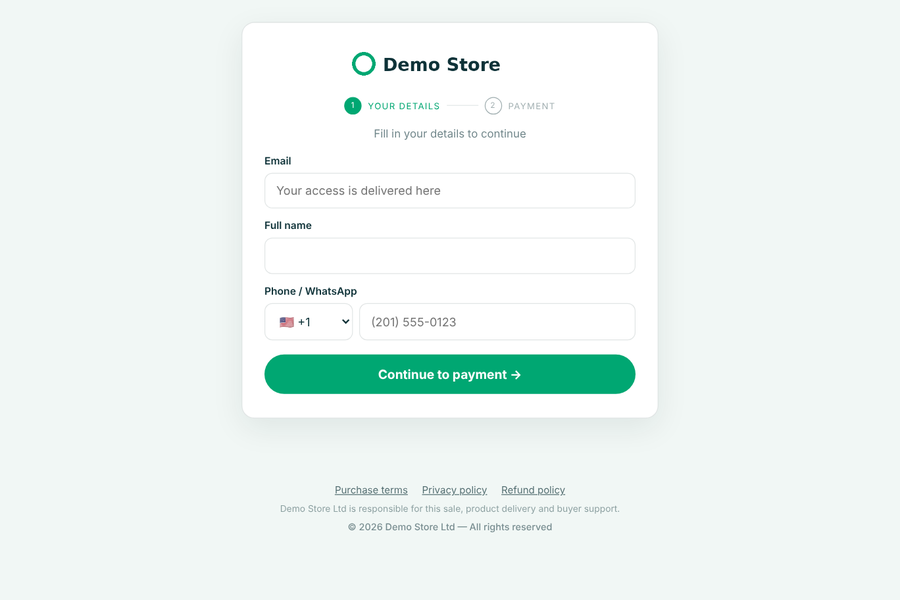 Lead-first checkout template