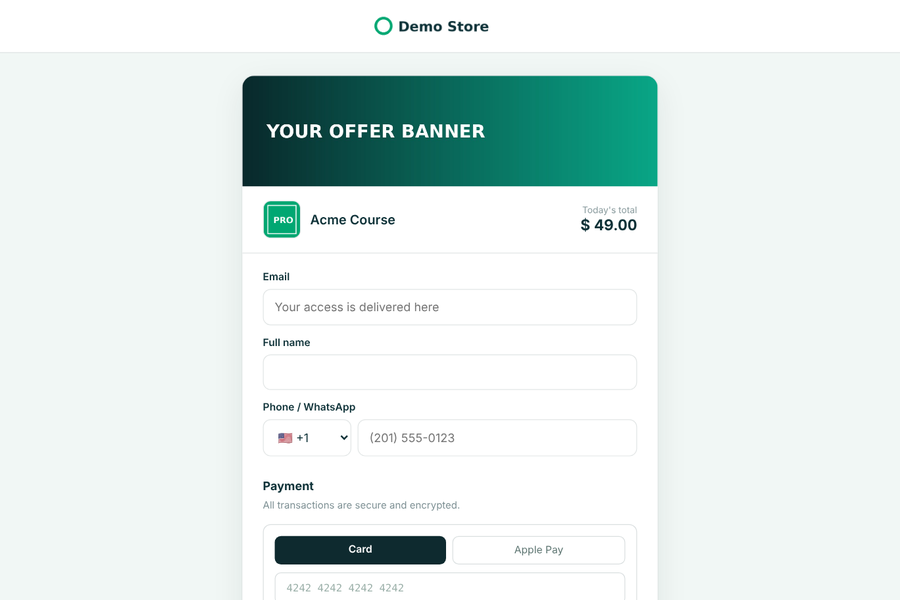 One-step checkout template
