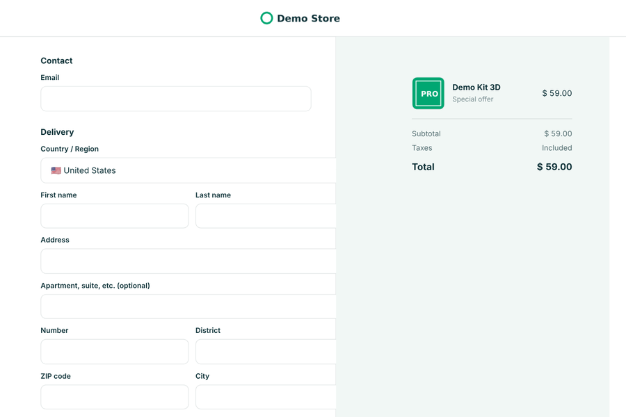 Physical product checkout template